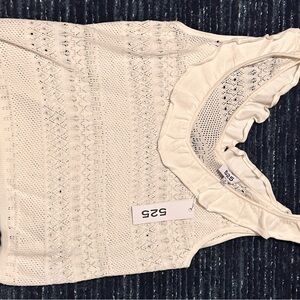 White ruffle collar knit top